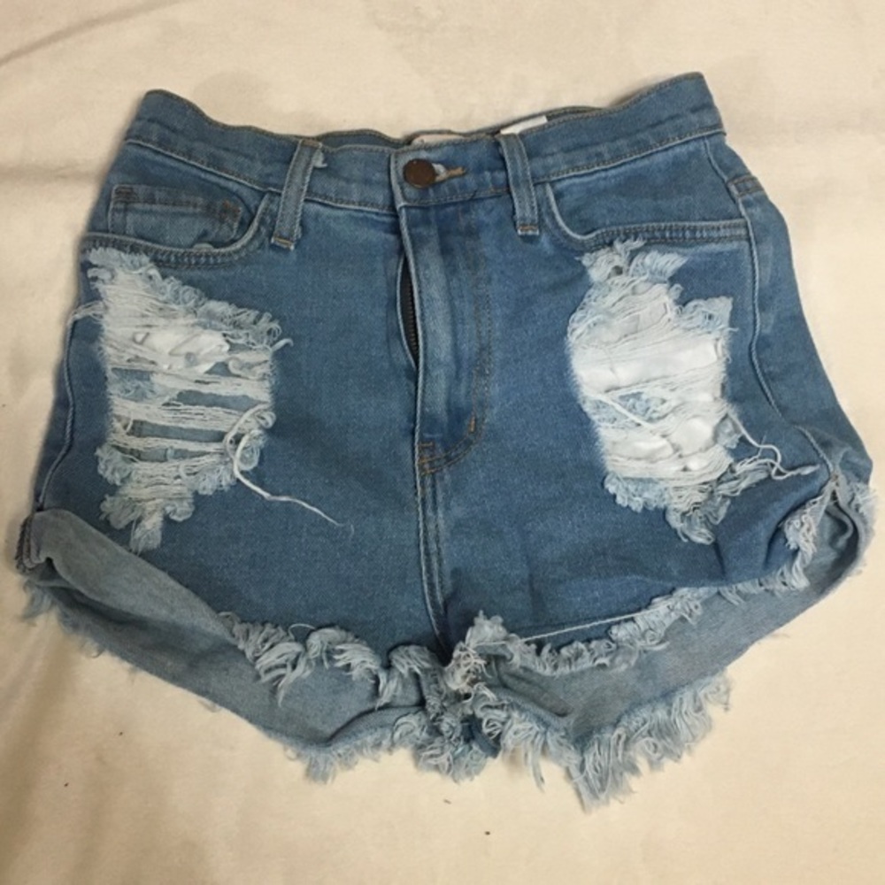VIBRANT MIU Distressed Denim Jeans Shorts S